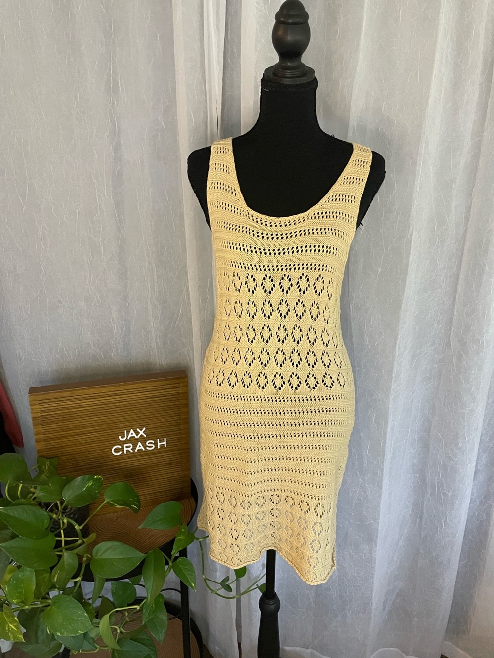 Venus Women's Cream Crochet Swim Cover-Up Dress